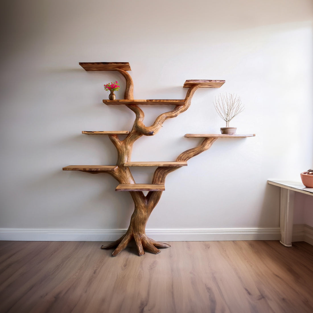 Tree Bookshelf Carving Wood