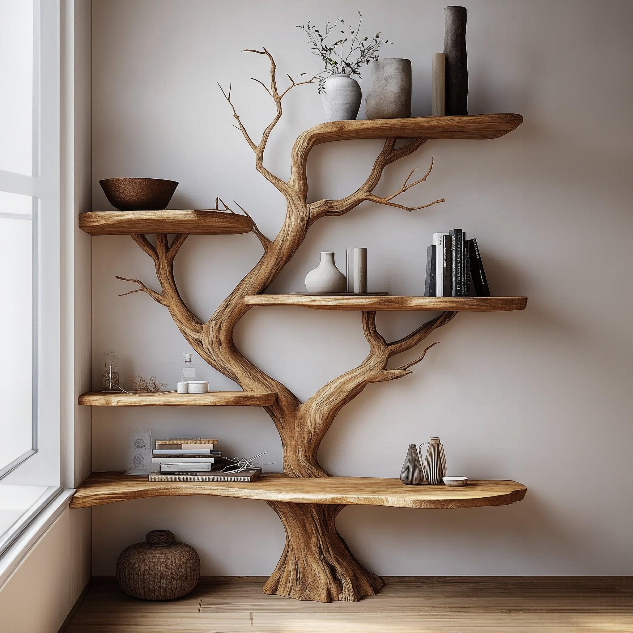 Tree Corner Bookshelves Solid Wood Live Edge