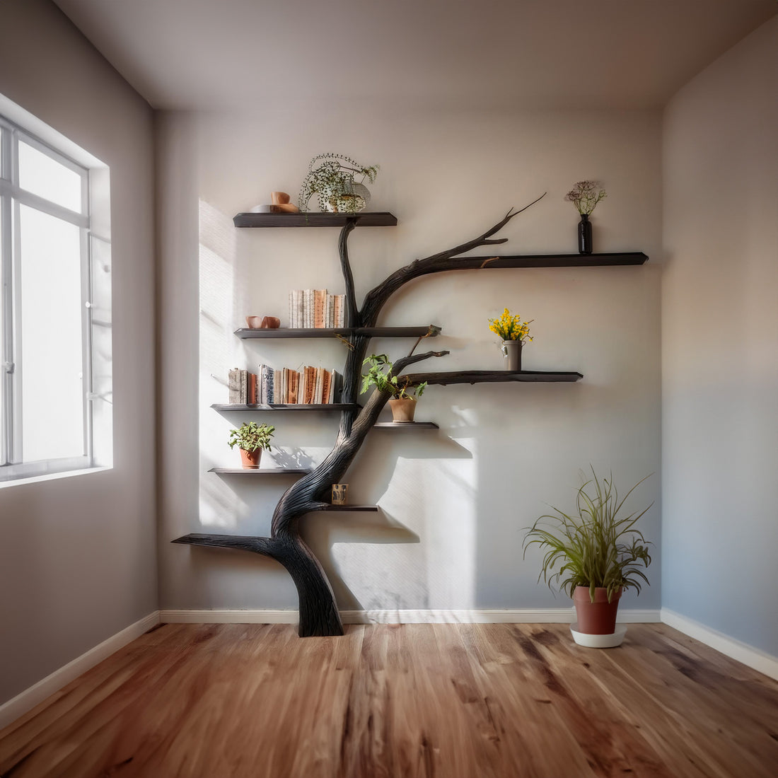 Handcrafted Tree Branch Shelf and Bookcase