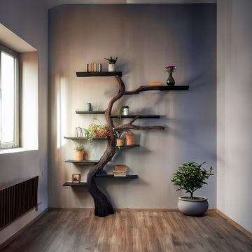 Tree Branch Bookcase in Solid Wood Handmade Design