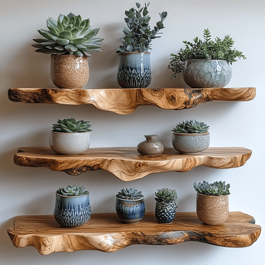 Rustic Live Edge Floating Wall Shelf Housewarming Gift