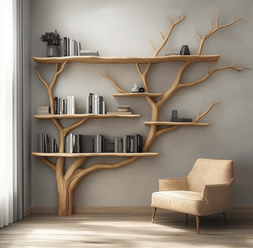 Floating Tree Bookshelf Live Edge Handmade