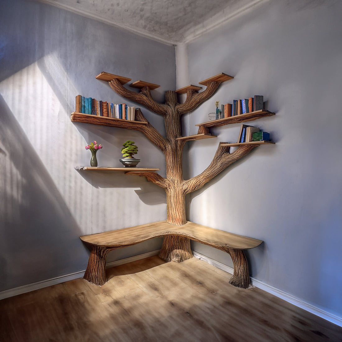 Tree Branch Bookshelf in Solid Wood