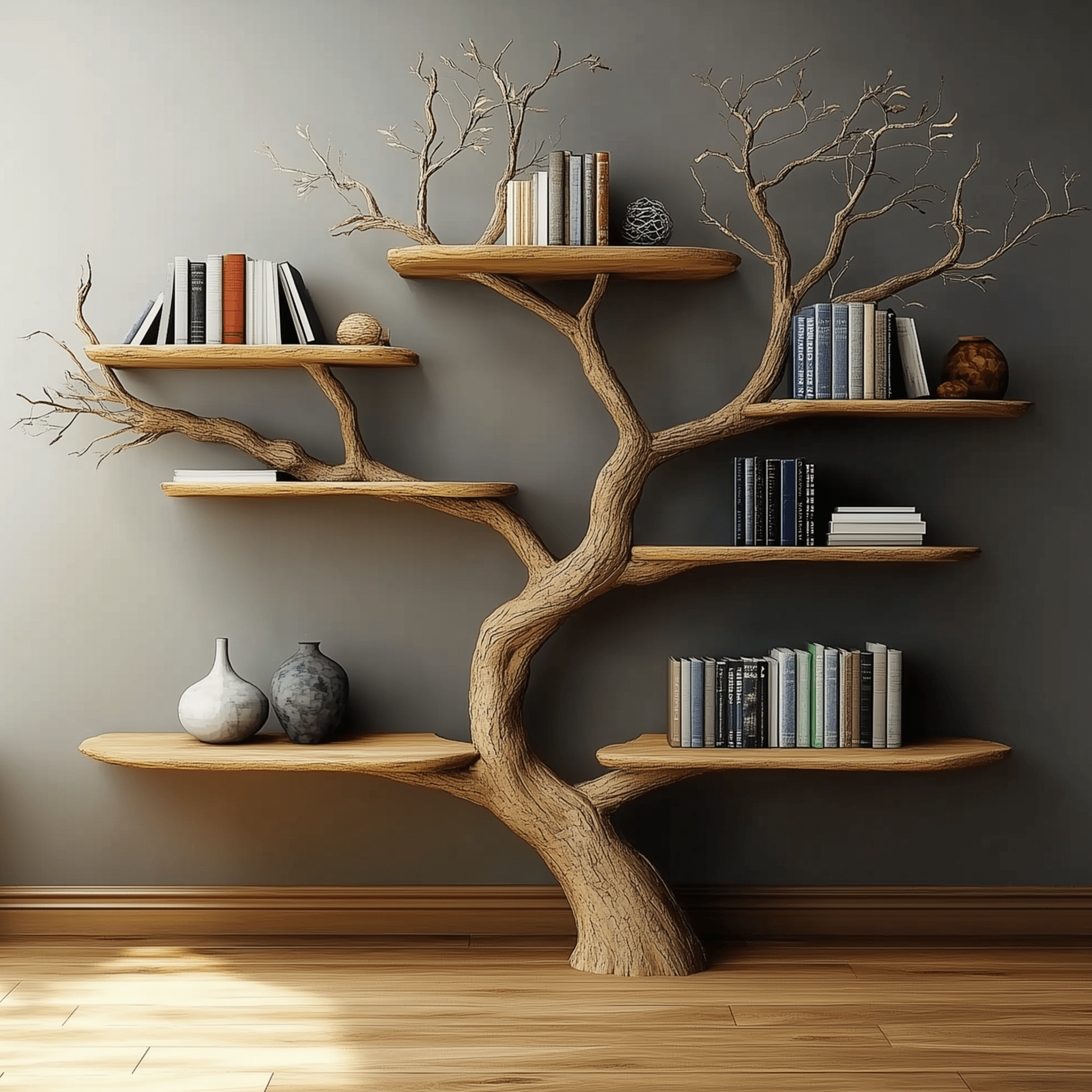 Tree Bookshelf Live Edge Floating