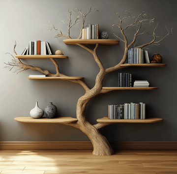 Tree Bookshelf Live Edge Floating